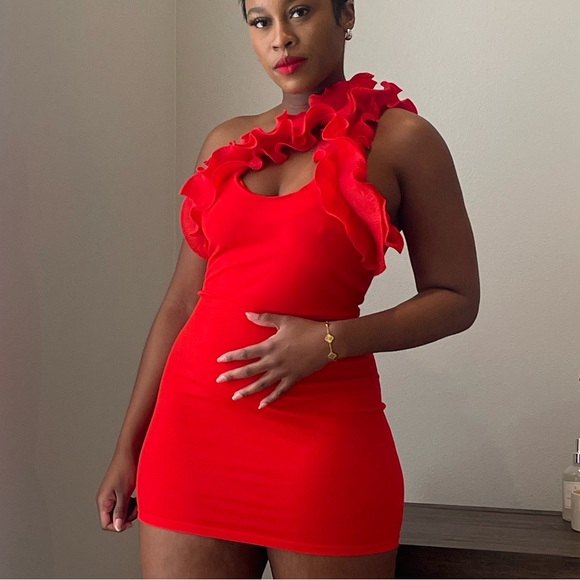 Red Ruffle Dress - Picture 3 of 4